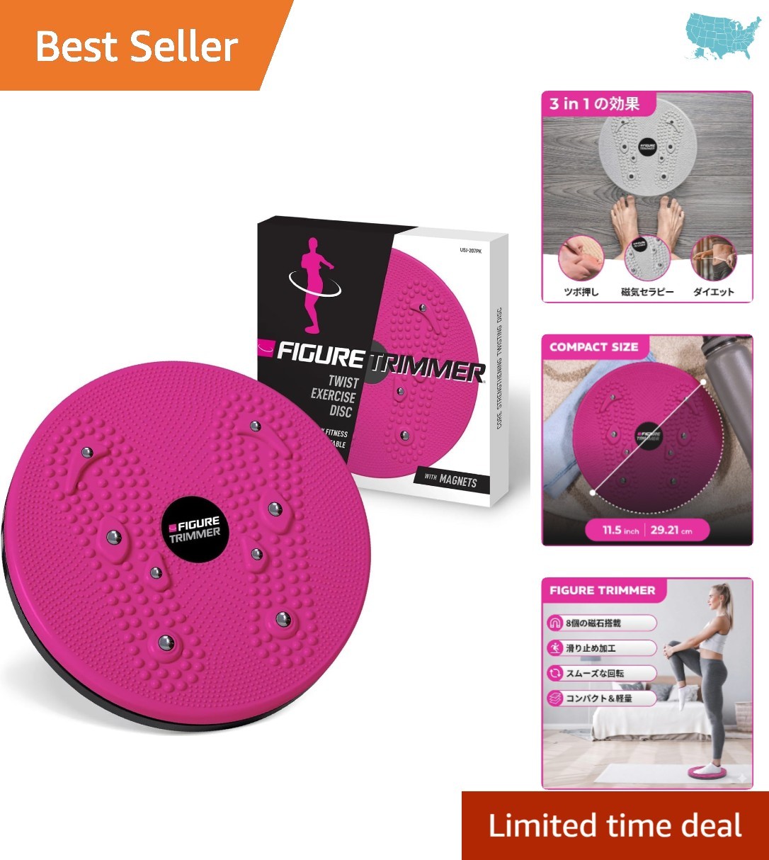 Daiwa Felicity 12" Ab Twister Board - Slimming Fitness Tool for Core Workouts