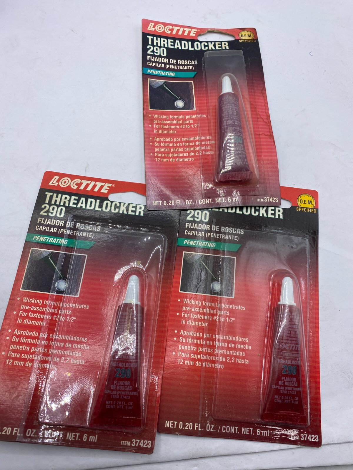 Loctite 37423 Green Penetrating Threadlocker Tube (290) -6ml lot of 3 ⭐