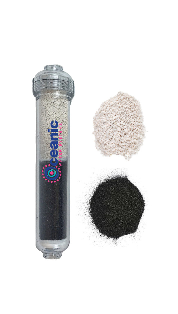 Carbon/Calcite pH Alkaline Mineral Reverse Osmosis RO Water Filter Inline 2"x10"