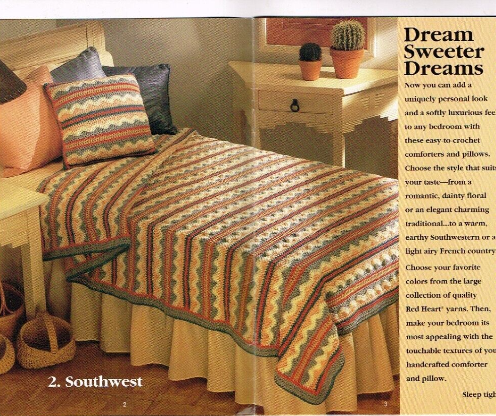 Captivating Comforters Afghan Pattern Booklet Red Heart 4 Patterns 1992 Vintage