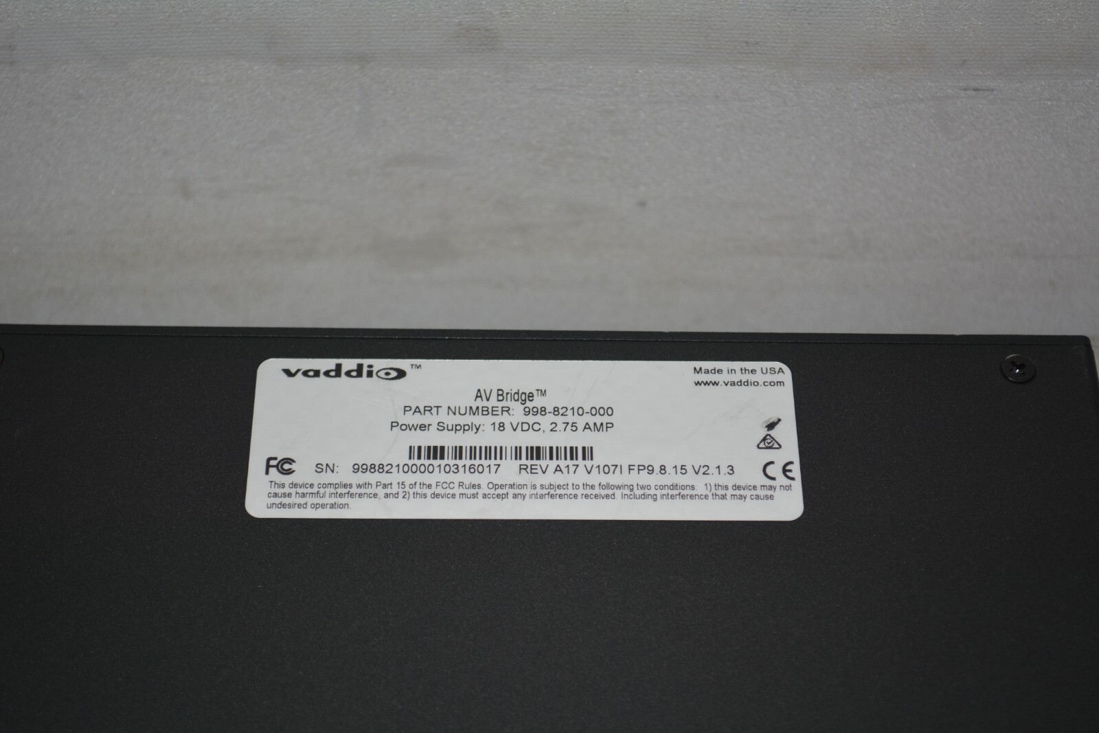 ^ Vaddio AV Bridge Streaming Appliance HD Audio/Video Encoder 998-8210-000