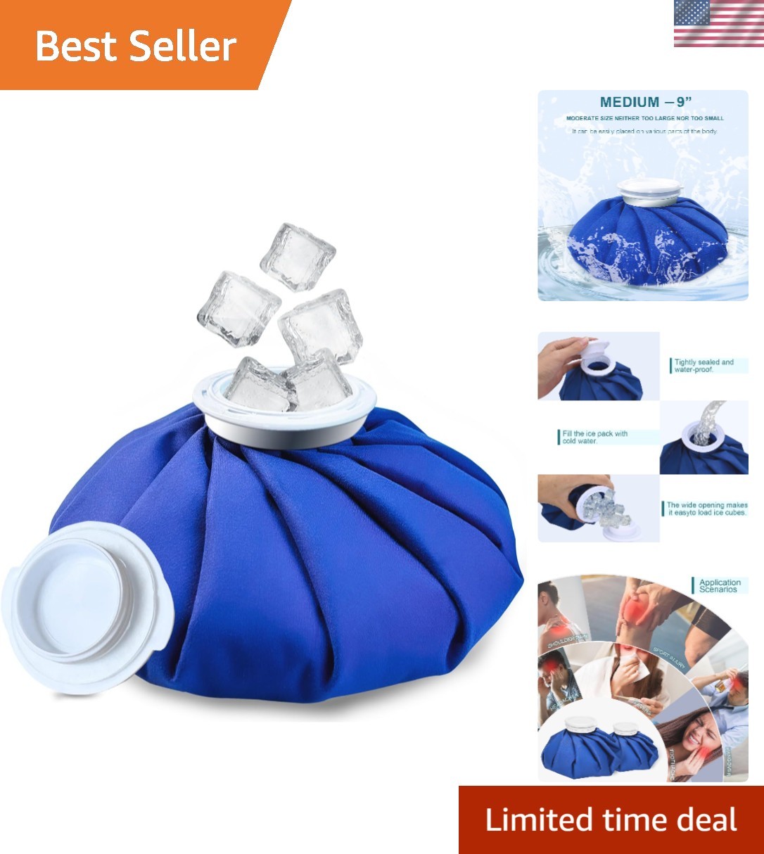 Classic 9-Inch Ice Bag – Versatile Hot Cold Pack for Sore Muscles and Injuries