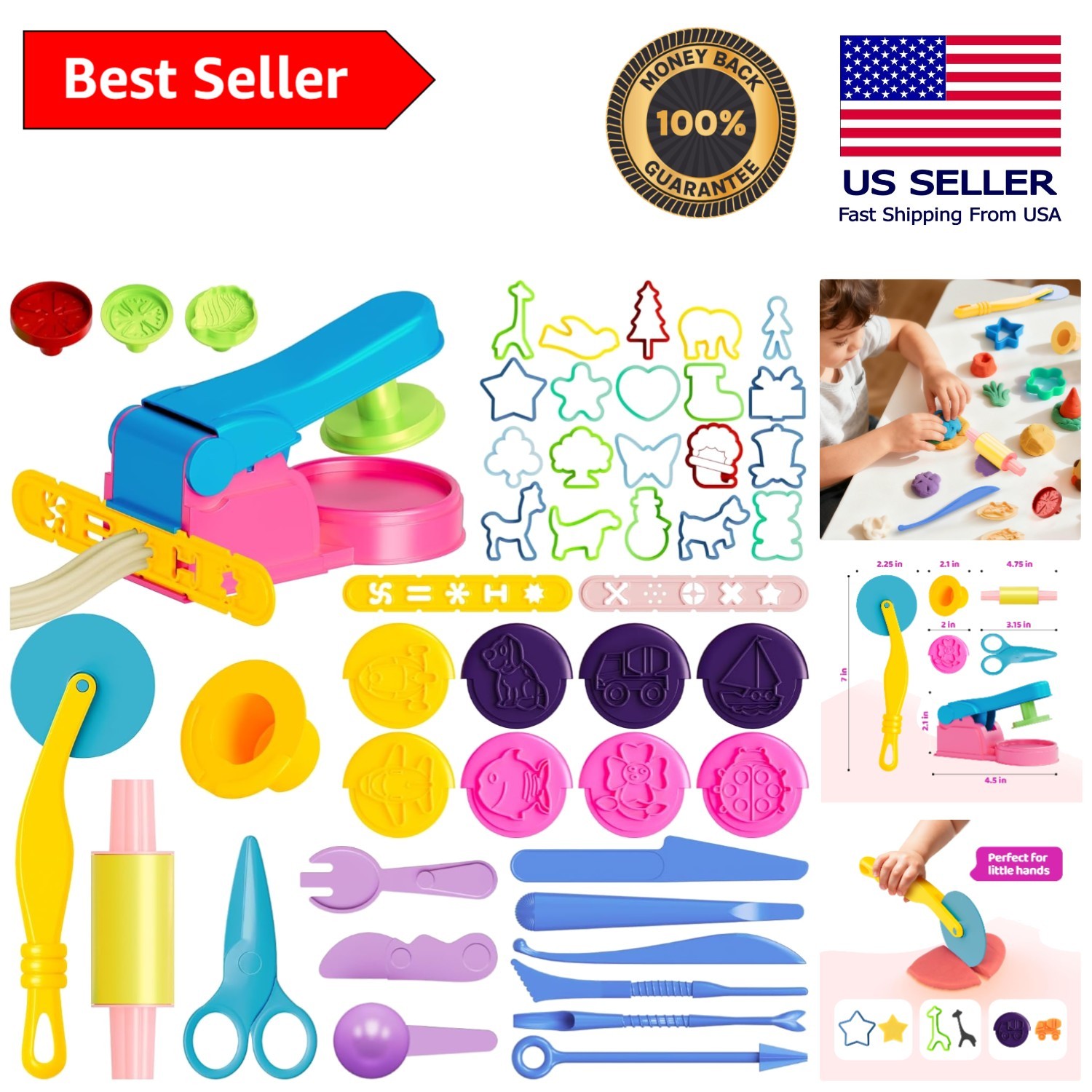 46-Piece Kids Dough Tools Set - Creative Playdough Accessories & Storage Bag