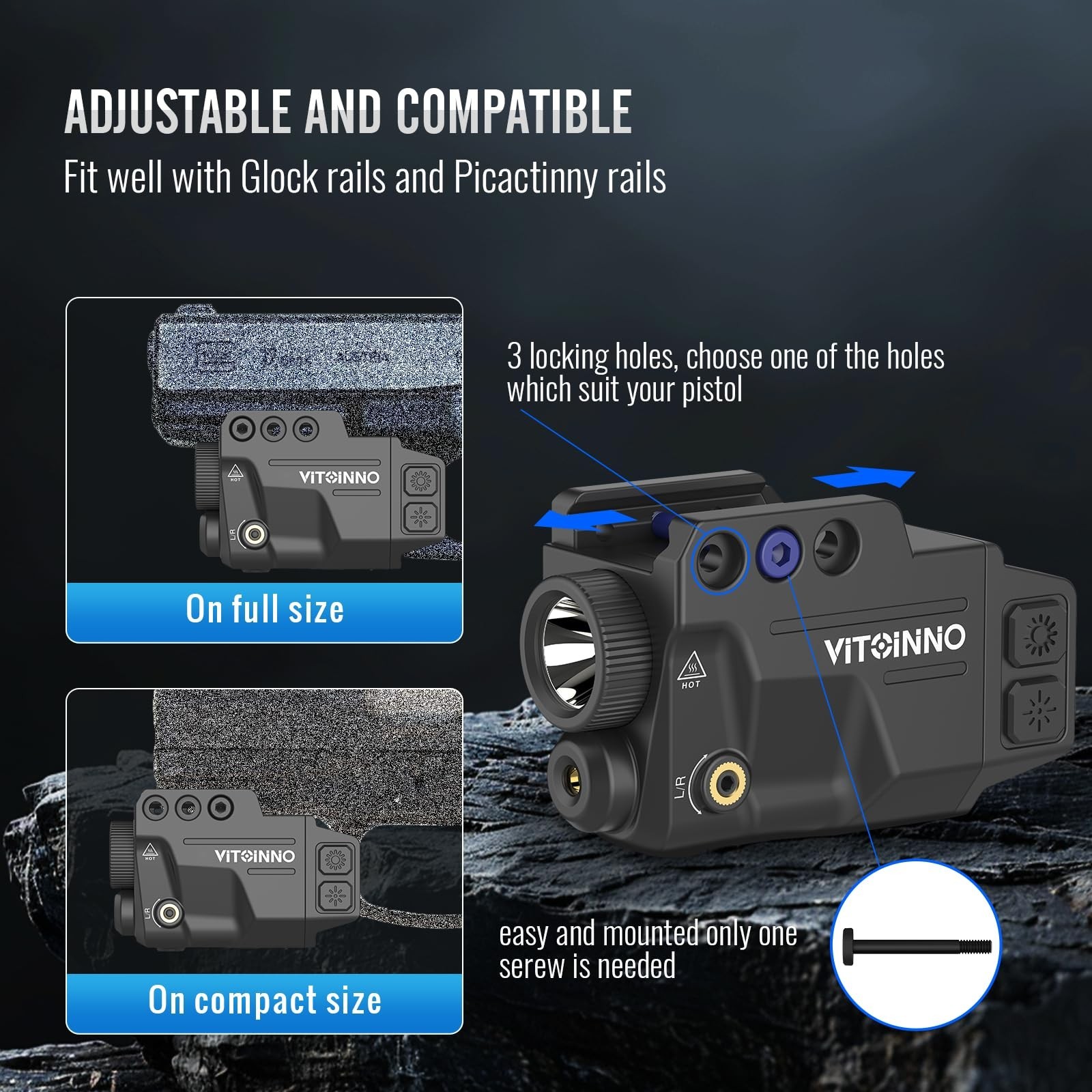 700 Lumens Green Laser and Light Combo | Slidable Tactical Flashlight Compati...