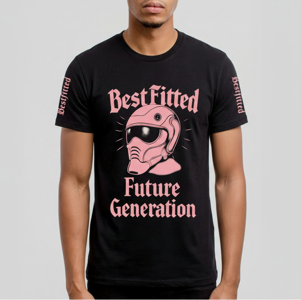 Best Fitted "Future Generation" Graphic Tee – Premium Black Streetwear with Helm