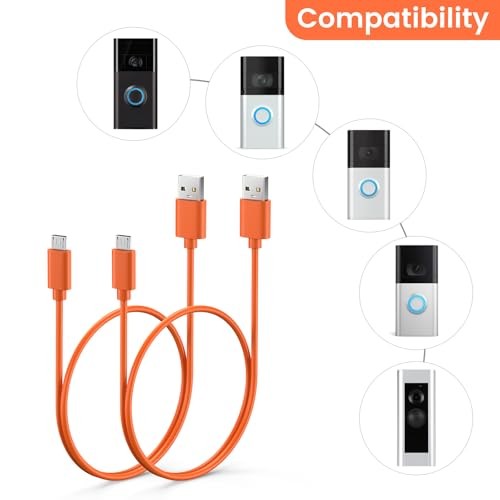 2-Pack Charger Cord for Ring Enabled Video Doorbell (Released in CABLE+CABLE