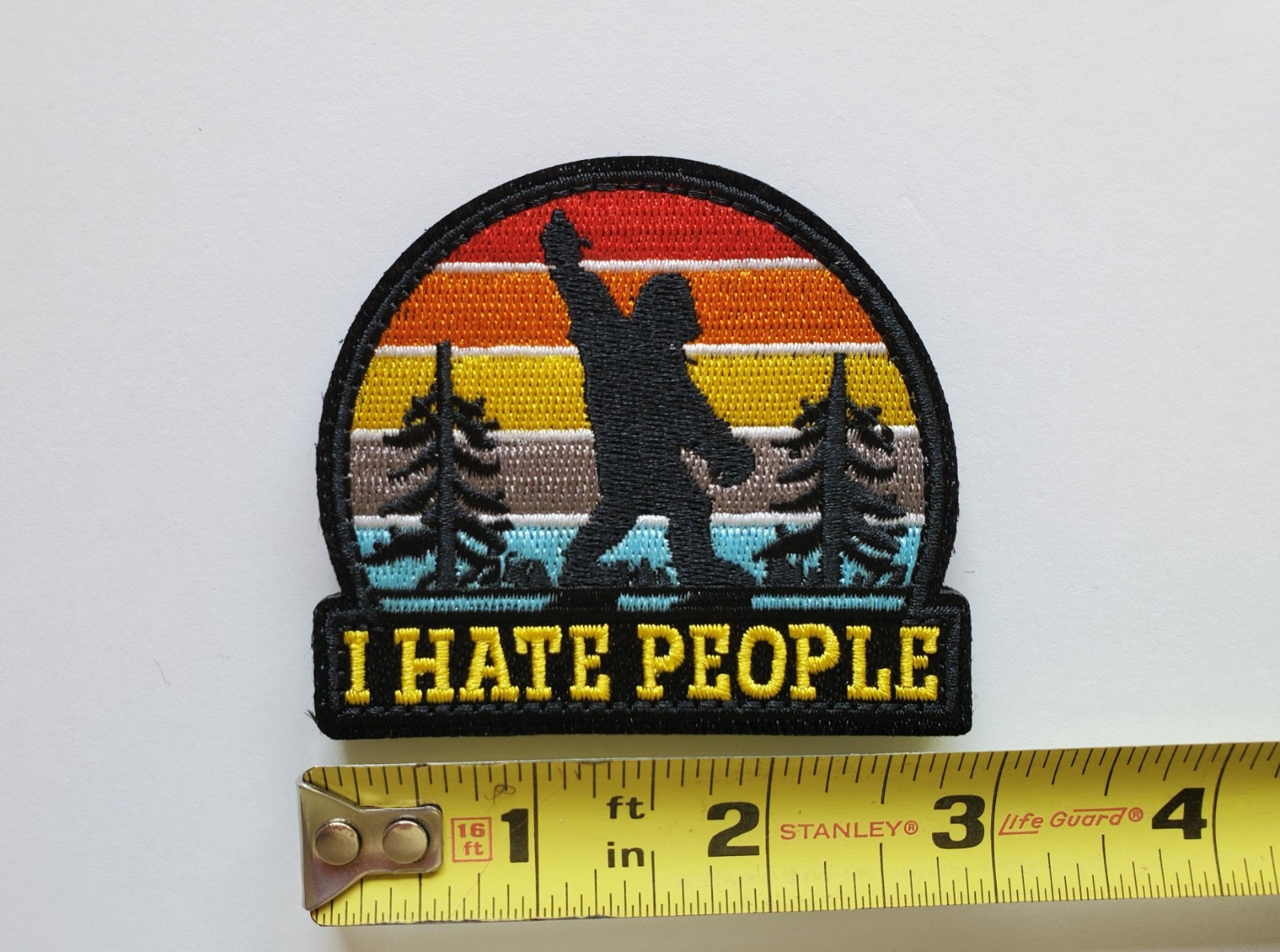 Bigfoot Sasquatch I Hate People Embroidered Morale patch Hook & Loop Backing NEW