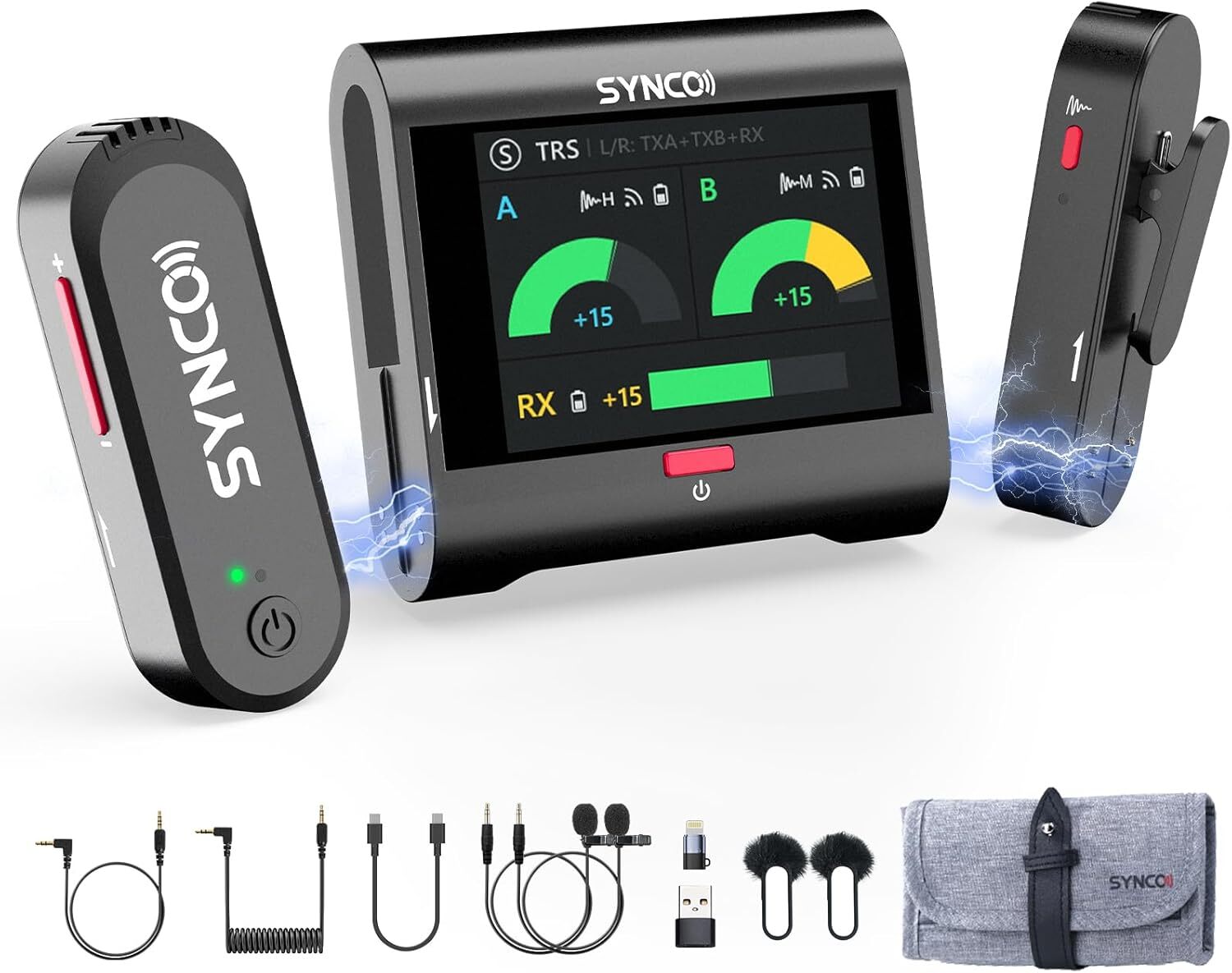 SYNCO G3PRO Wireless Microphone with Touch Screen Noise Reduction for Camera