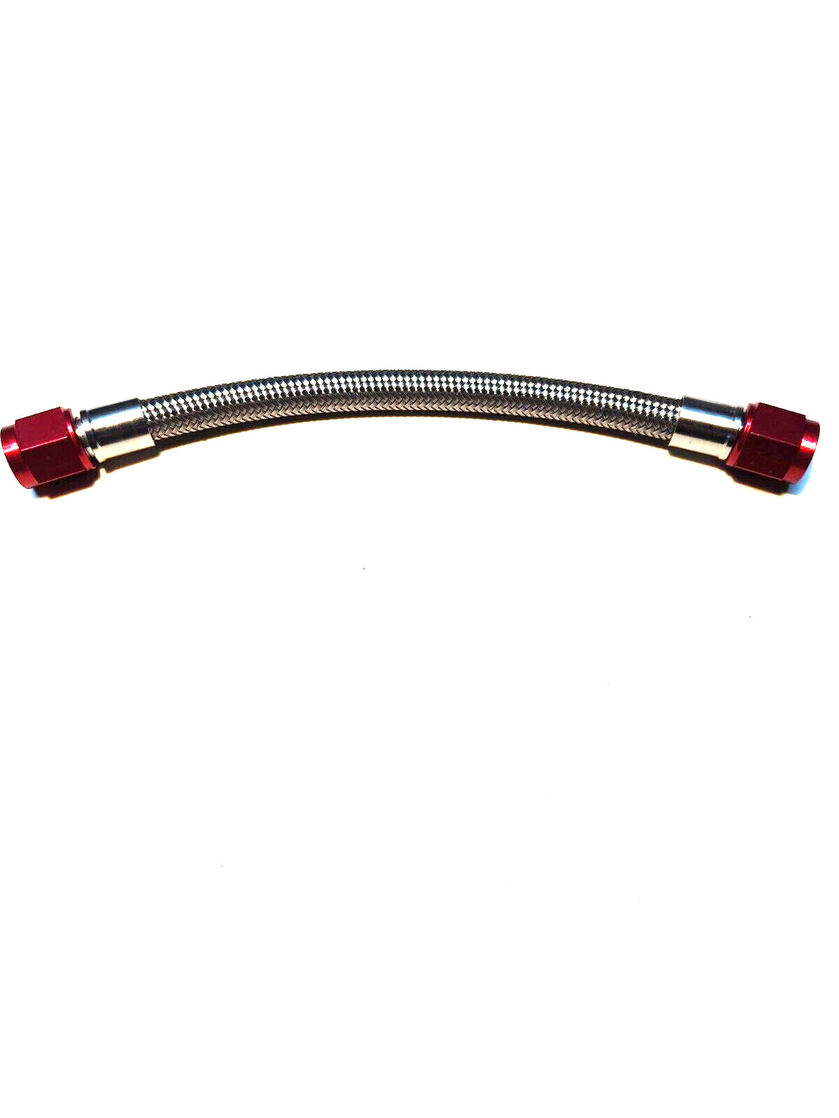 4AN 15" NITROUS OXIDE OR FUEL LINE STAINLESS BRAIDED HOSE RED ENDS