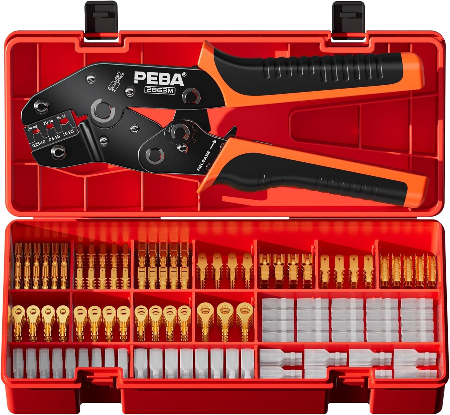 10 Sizes Open Barrel Crimping Tool Kit with Quick Splice Male/Female Wire Spade