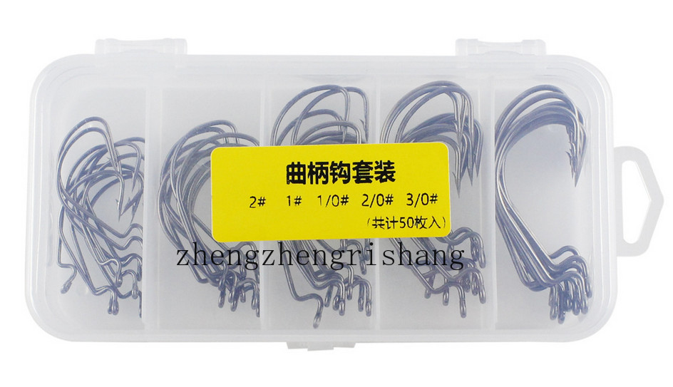 50Pcs Worm Hook Versatile Soft Plastic Hook Freshwater Bass and Saltwater 5Size