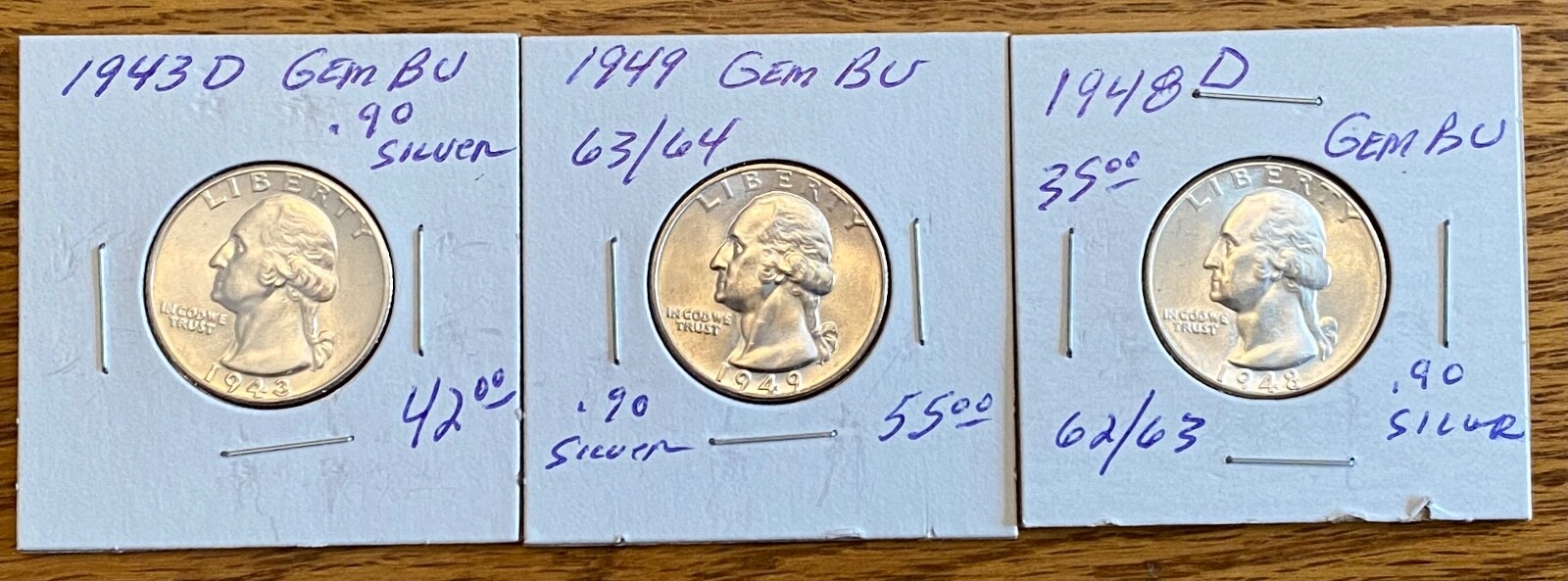 3 Silver Quarters-GEM BU