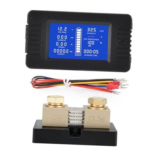 DC Multifunction Battery Monitor Meter with Shunt,0-200V,0-500A, LCD Display