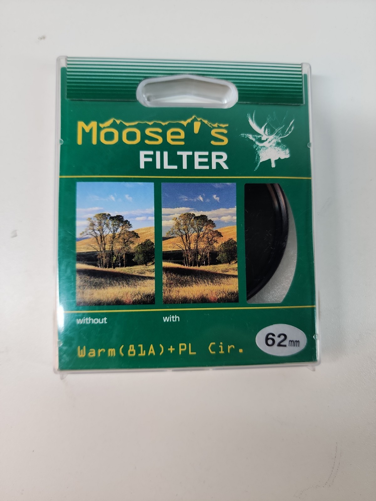 Moose's Warm (81A) + PL Cir. 62mm combo filter in Jewel case - mint-