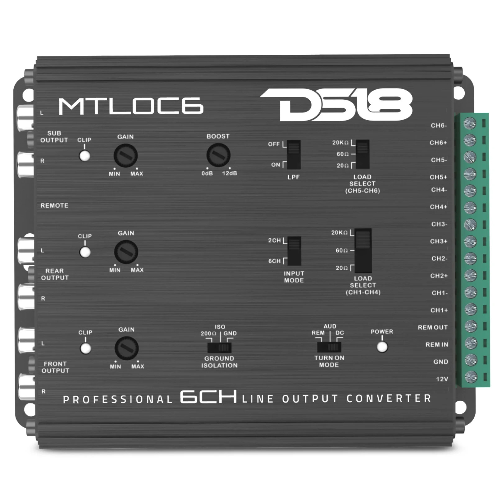 DS18 MTLOC6 6-Channel High-to-Low Line Output Converter Remote/Automatic Turn-On