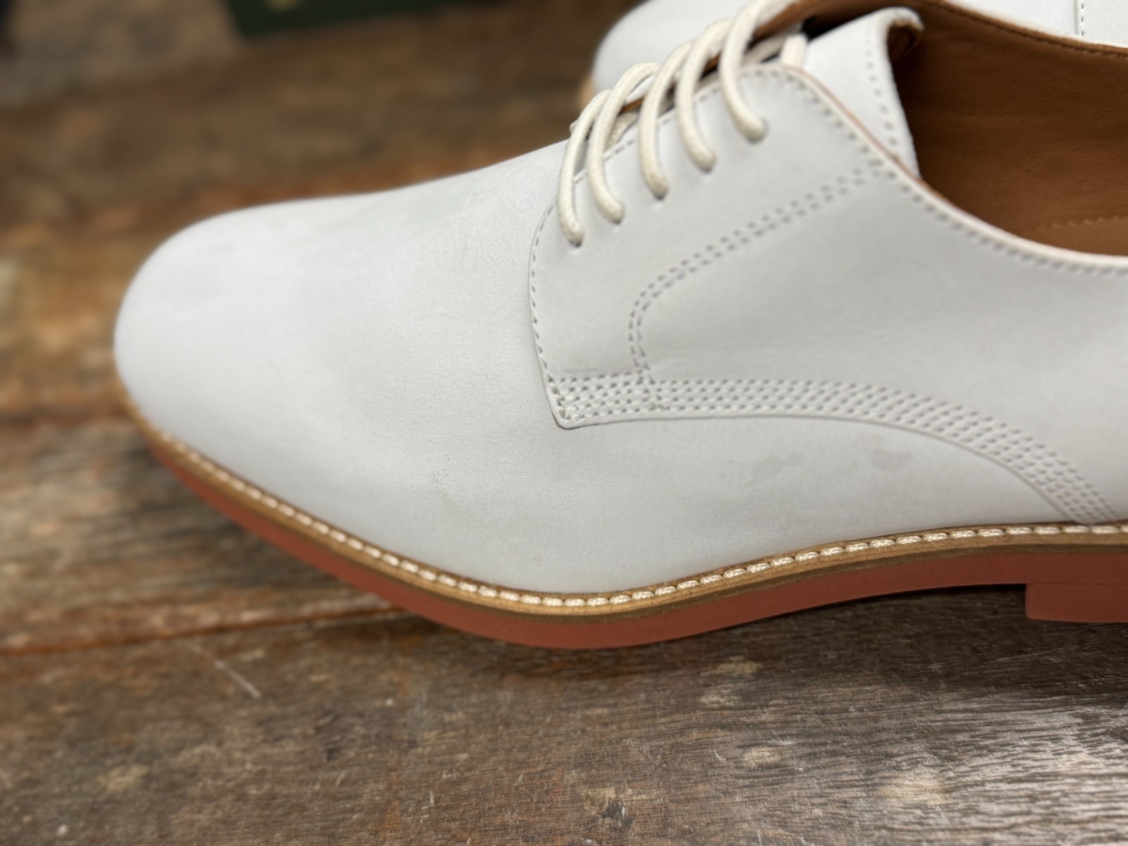 Peter Huber Men's Shoes Classic White Buck Oxford Red Brick Outsole $179