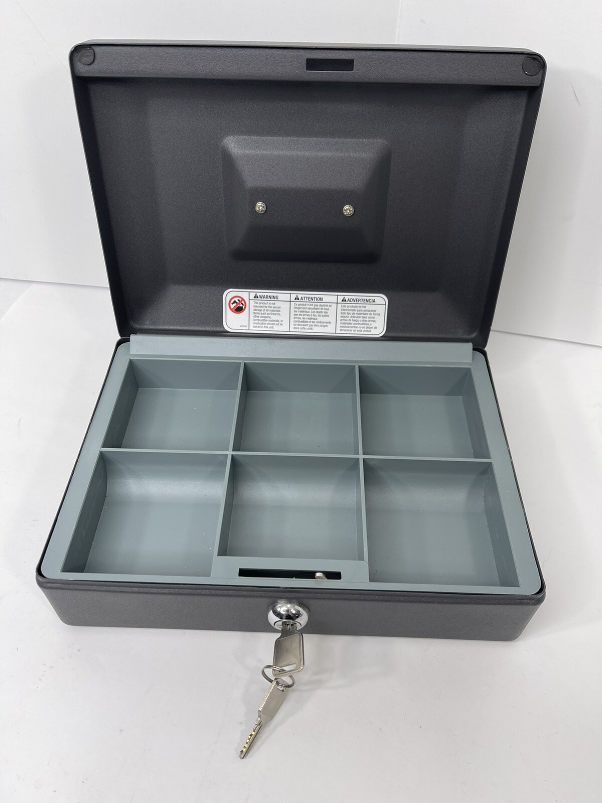 Sentry Safe Medium Cash Box With Privacy Lock Black Removable Cash Tray 2 Key
