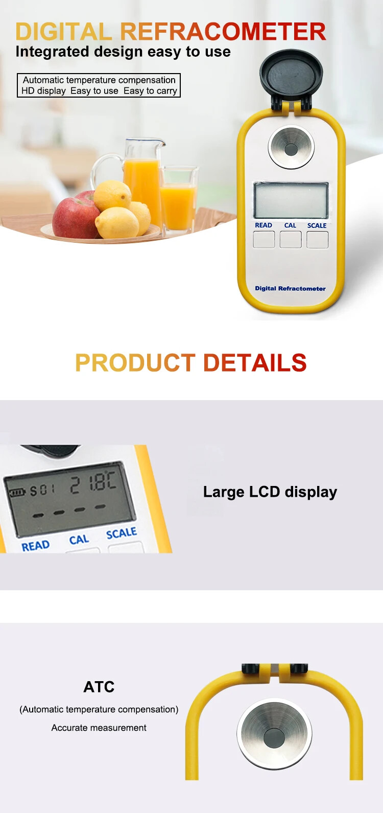 DR402Digital Portable Brew Wine Refractometer Brix 0-50% Wort Wine Refractometer