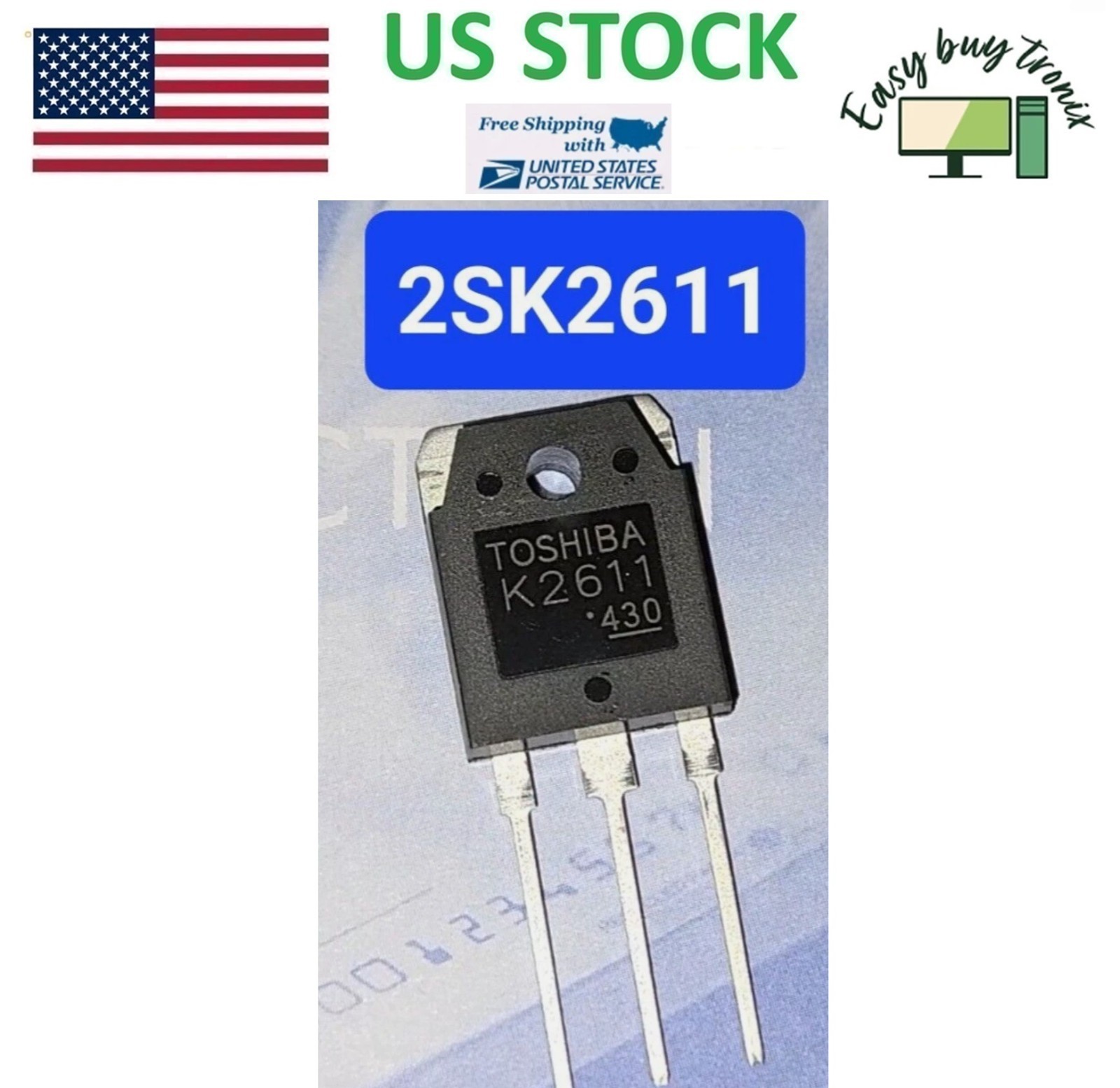 2PCS 2SK2611 N-Channel Mosfet Power Transistor 900V 9A TO-3P K2611 Toshiba SC-65