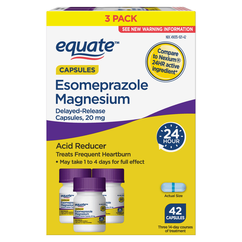 Equate Esomeprazole Magnesium 20 mg Acid Reducer Delayed-Release Capsules, 42 Ct