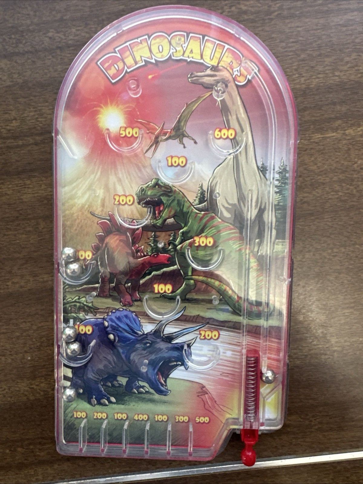 Schilling Dinosaur Handheld Pinball Machine 9.5”T Arcade Games