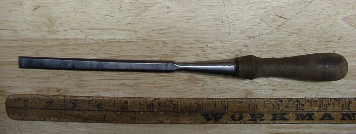 Vntg P S & W No. 1 Extra,1/2" X 8-11/16" Bevel Edge Socket Chisel,W/4-1/2" Hndl