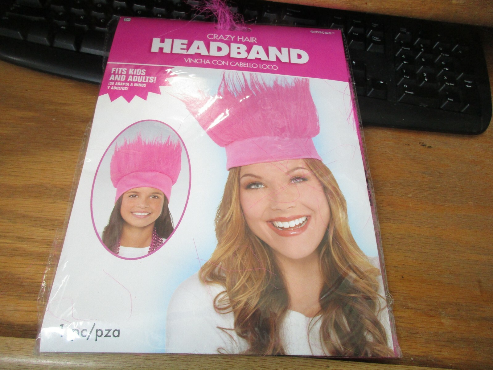 AMSCAN CRAZY HAIR Headband PINK Halloween Sports Tailgate Party Cosplay NIP
