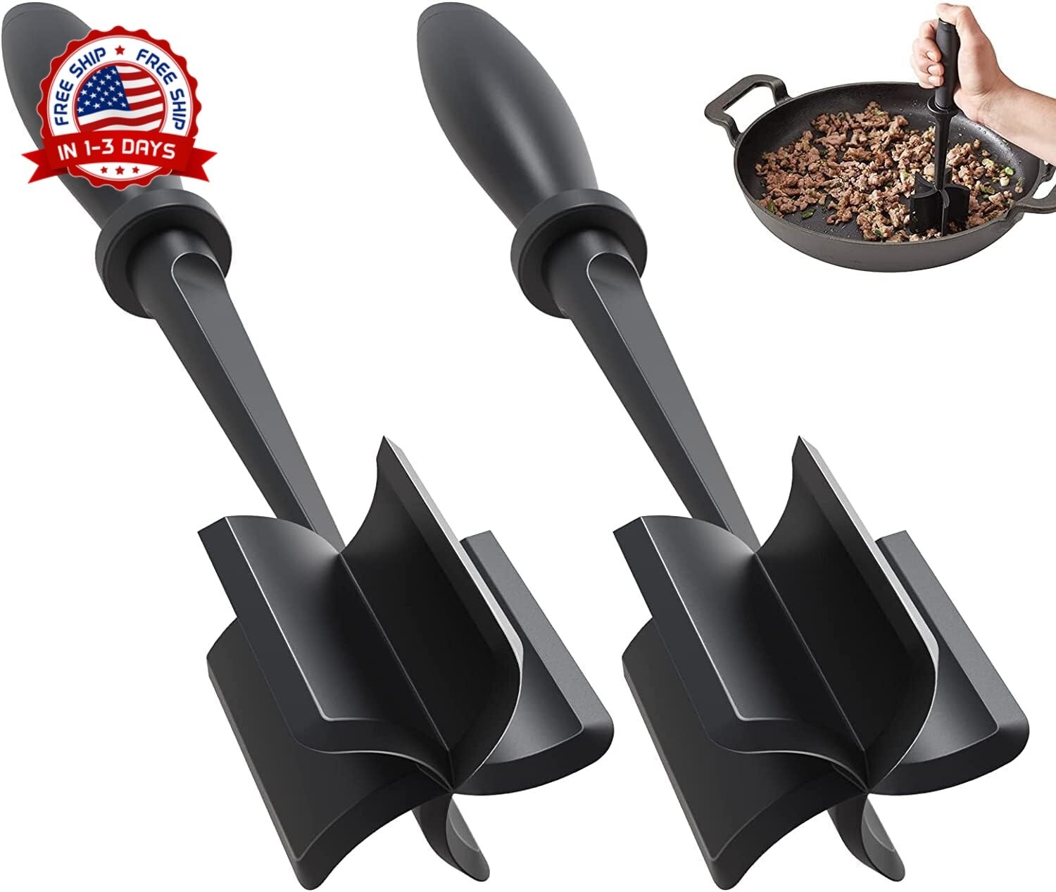 Meat Chopper for Hamburger Premium Heat Resistant Masher and Smasher for Grou...