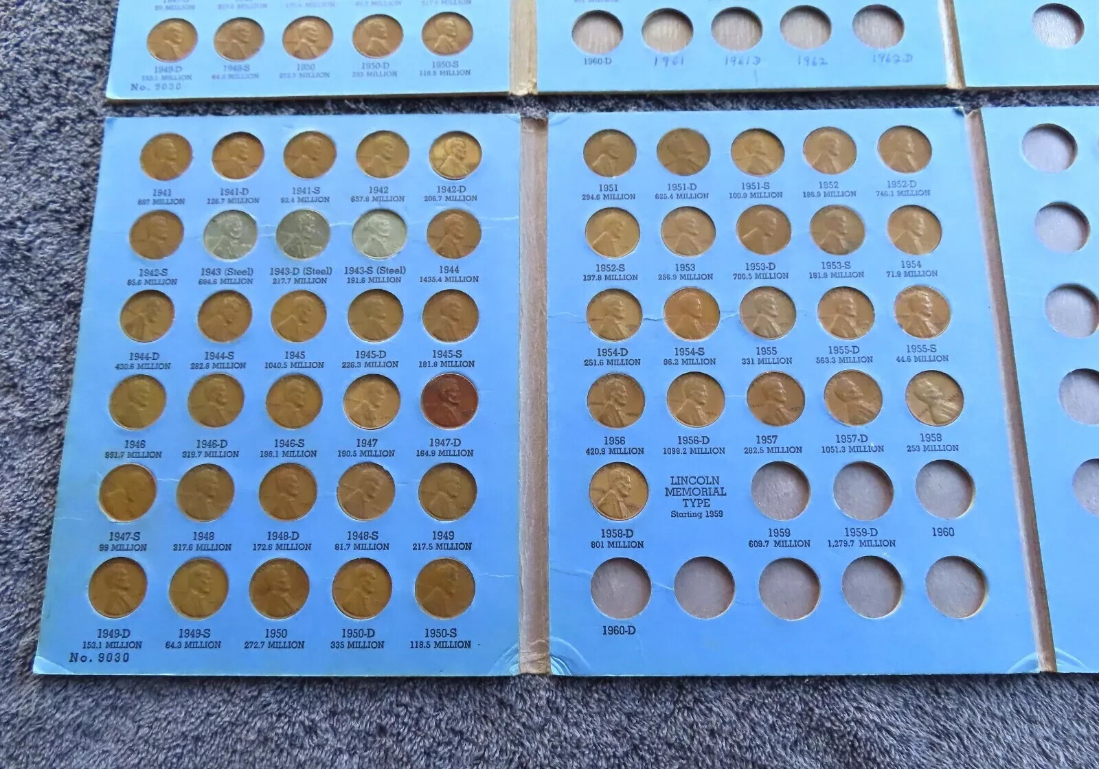 Complete Lincoln Wheat Cent Collection In Folder 1941 - 1958 P D S Set