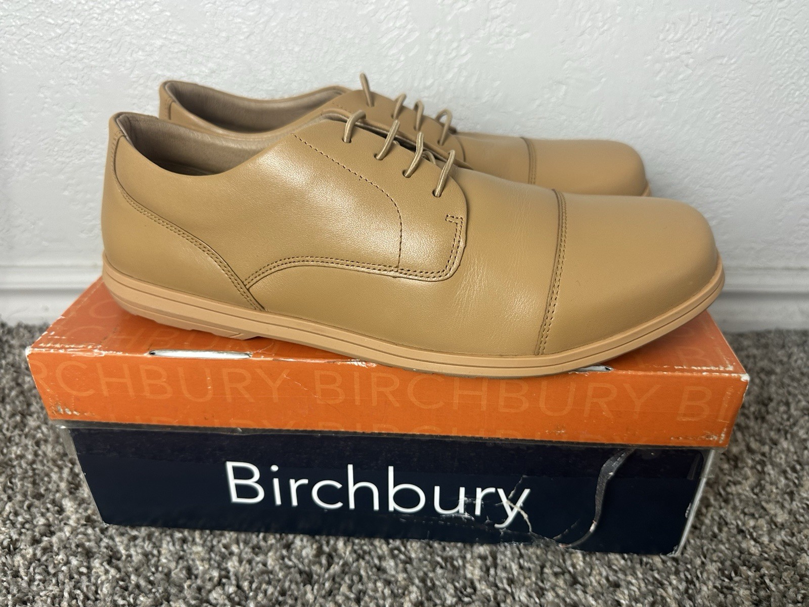 Birchbury Brenston barefoot dress shoe Tan/Doe men size 10 minimalist slip-on