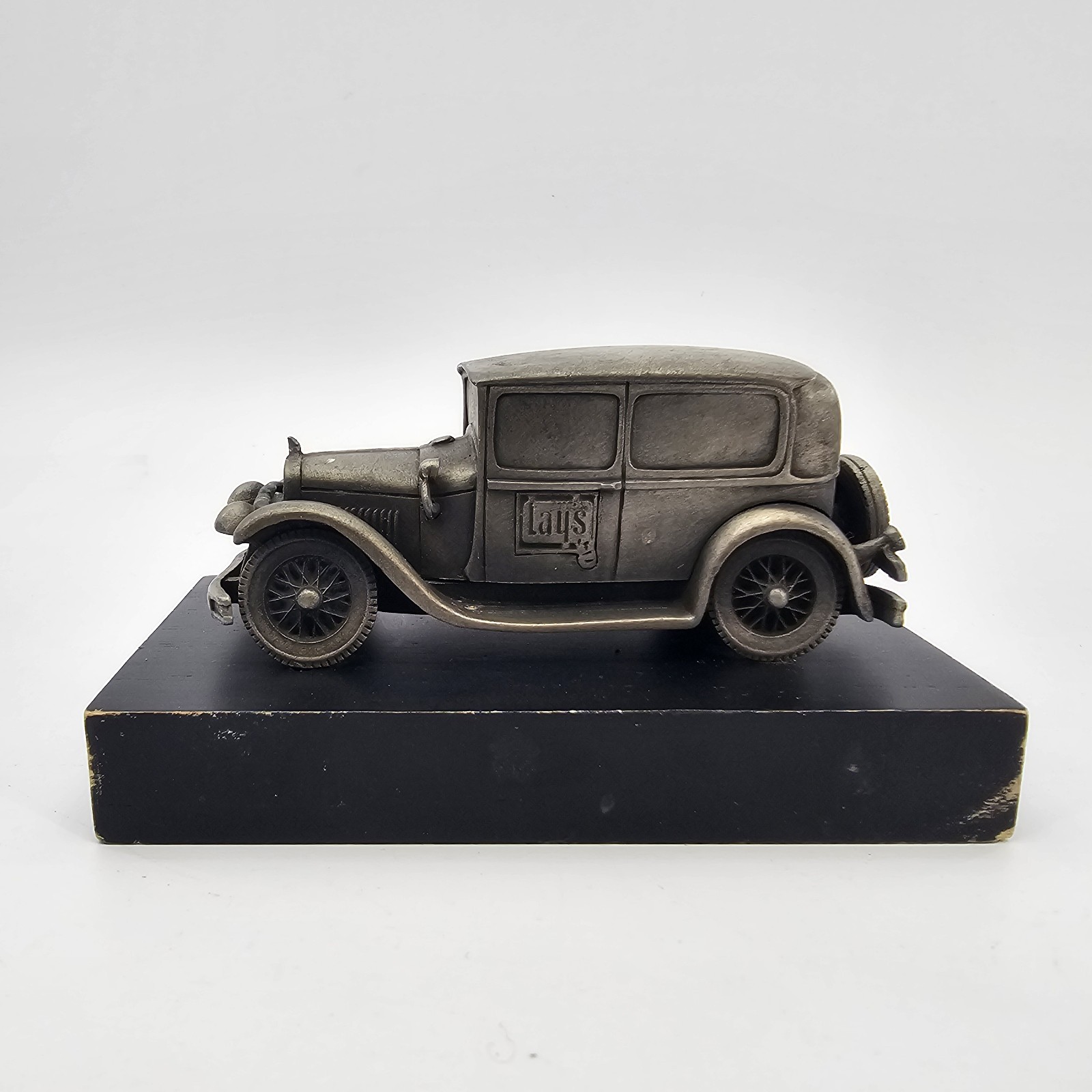 Vintage Pewter Lay's Promo Delivery Car Figurine on Base Vintage Advertising
