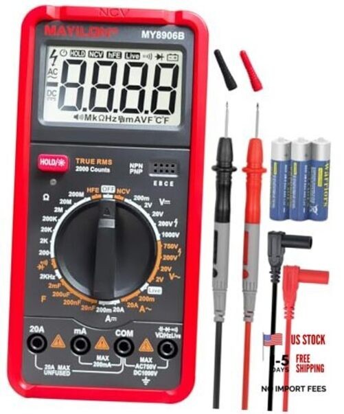 MY8906B Multimeter Tester TRMS Digital Multimeter 750V-1000V Measures DC/AC