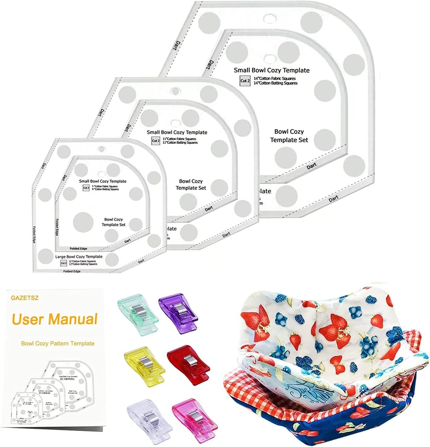 Bowl Cozy Template 3 Sizes, Sewing Patterns Quilting without rotary cutter