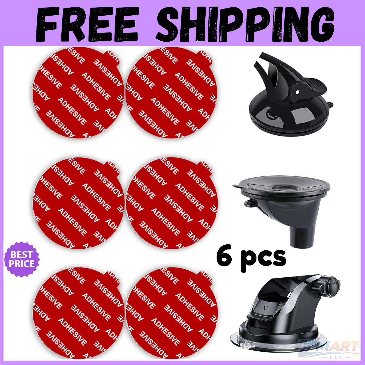 6 Pack Dashboard Pad Mounting Disk Adhesive for Suction Cup Car Phone Holder