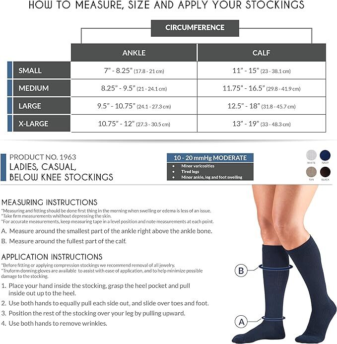 TRUFORM Comfort Casual Support Socks 10-20mmHg (Black) Medium