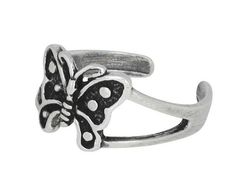 Sterling Silver .925 Butterfly Toe Ring adjustable size | Made In USA