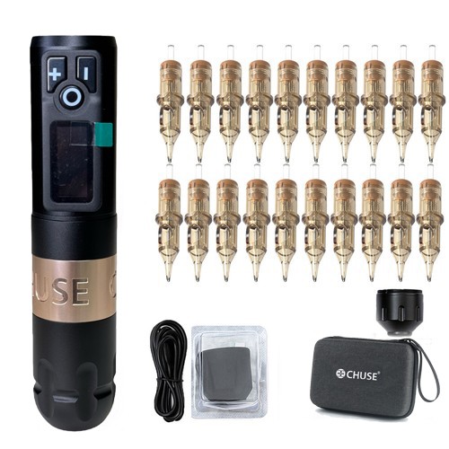 Tattoo Machine Kit Rotary Pen Wireless Tattoo Power Supply With 20pcs Cartridges
