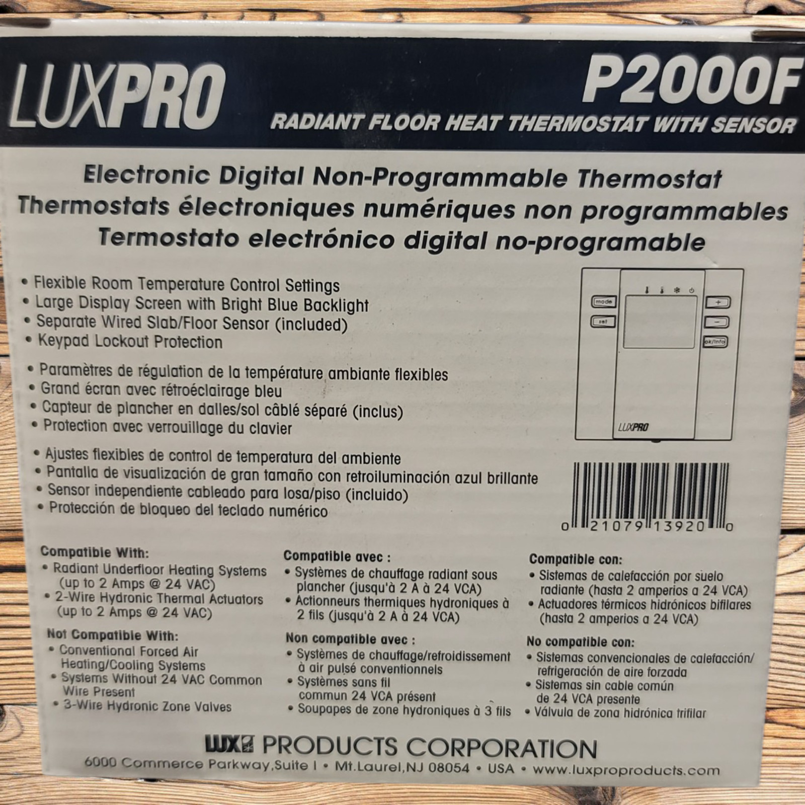 LuxPro Non-Programmable Floor Slab Thermostat-P2000F, Radiant Underfloor Heating