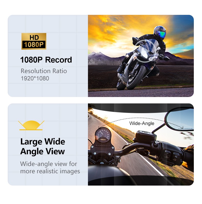 Auriculares BT para casco de motocicleta cámara grabadora de conducción HD 1080P