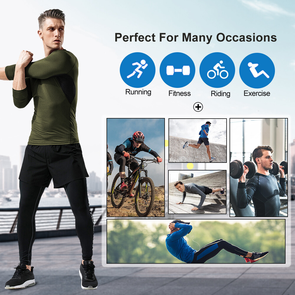 2 Pack/Set Compression Shirts for Men Long Sleeve Athletic Base Layer Undershirt