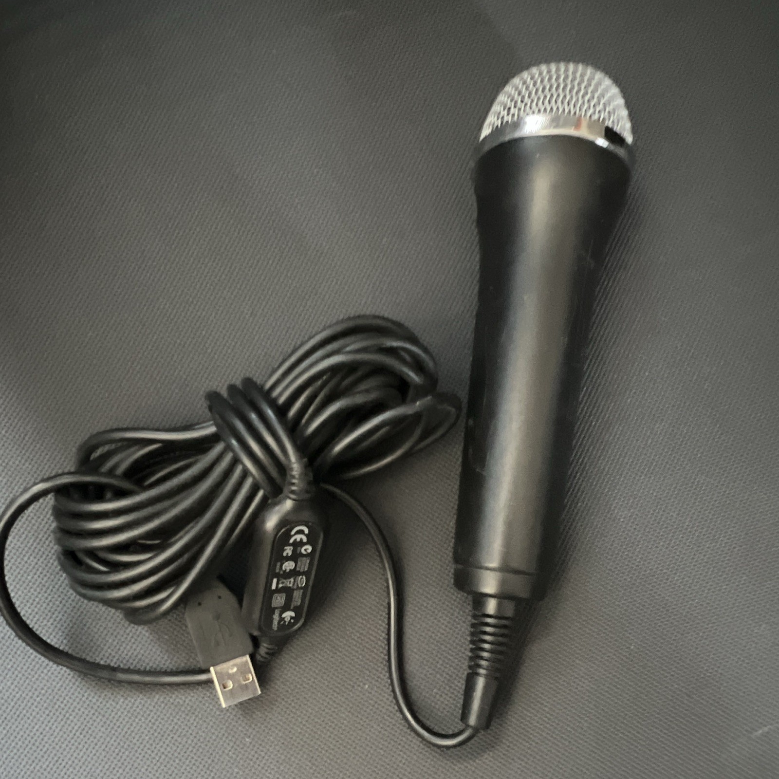 Rock Band USB Wired Handheld Karaoke Microphone, Black/Silver