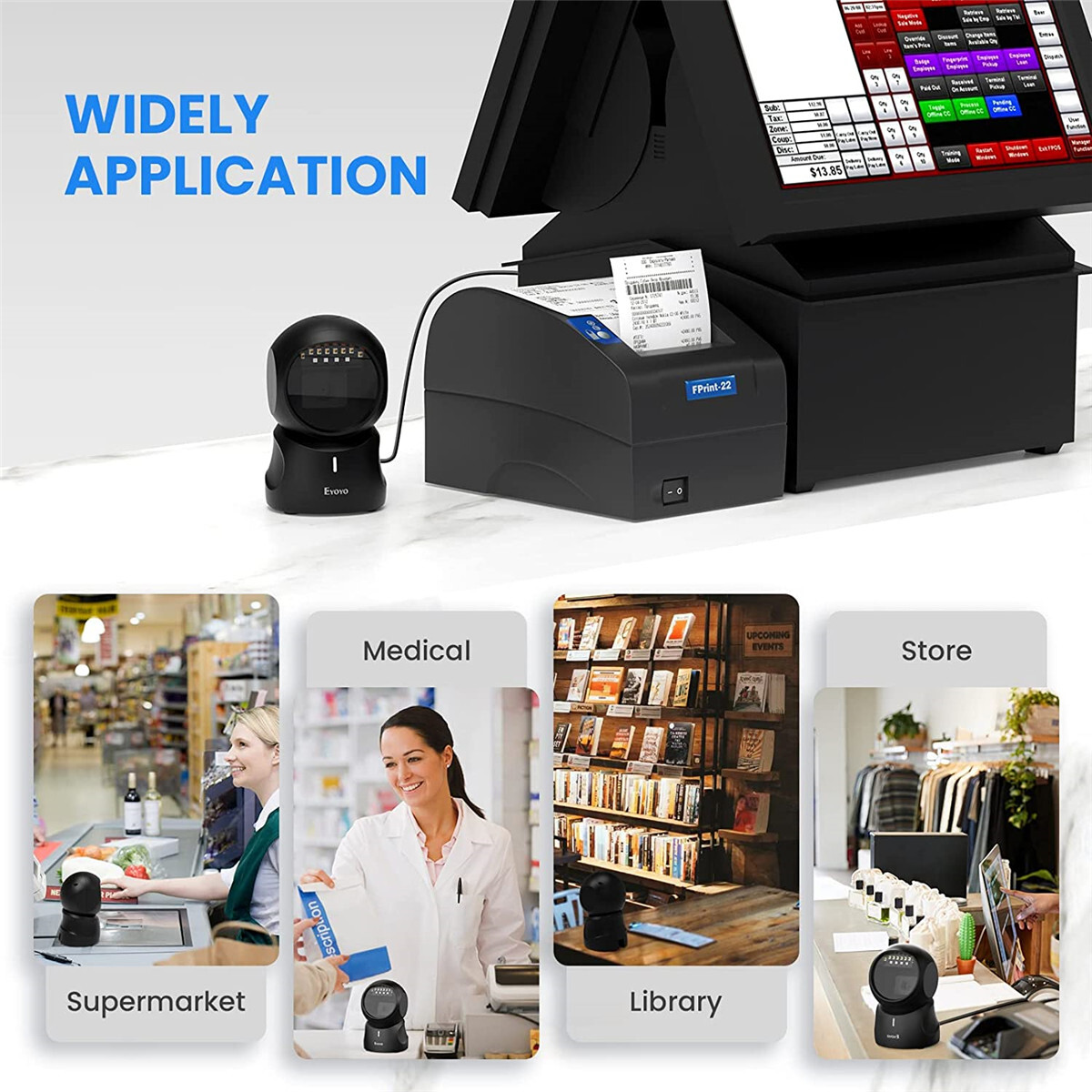 QR 2D Hands-Free Omnidirectional Automatic Sensing USB Desktop Barcode Scanner