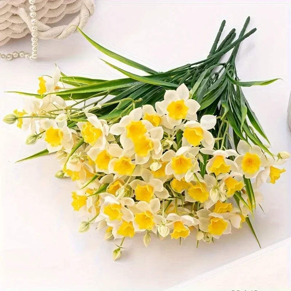 Artificial Daffodil Flowers UV Resistant – Realistic Faux Daffodil Plants Bulk