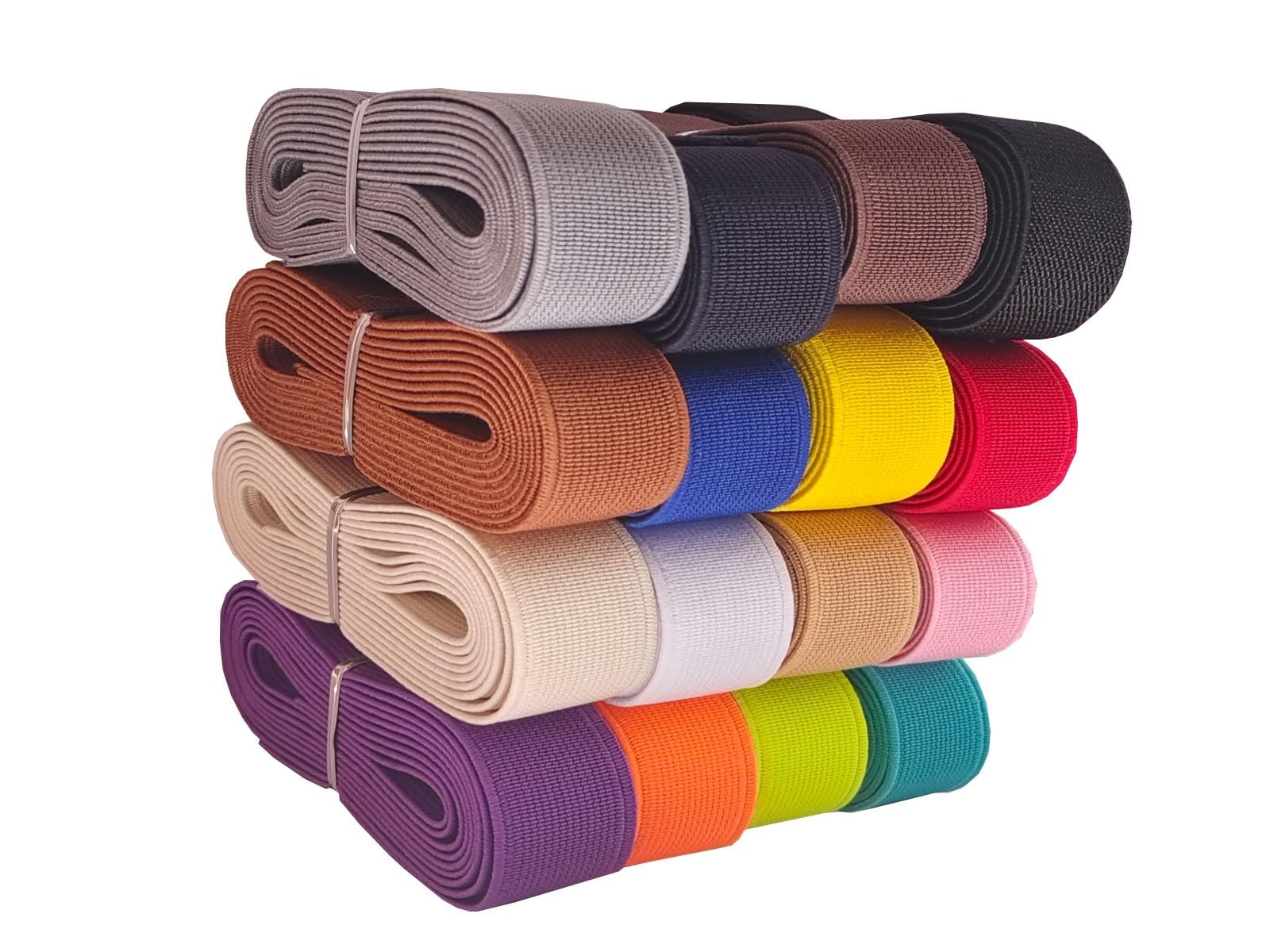 1 Inch Elastic Bands 32 Yards 16 Colors Double Side Twill Woven Flat Sew