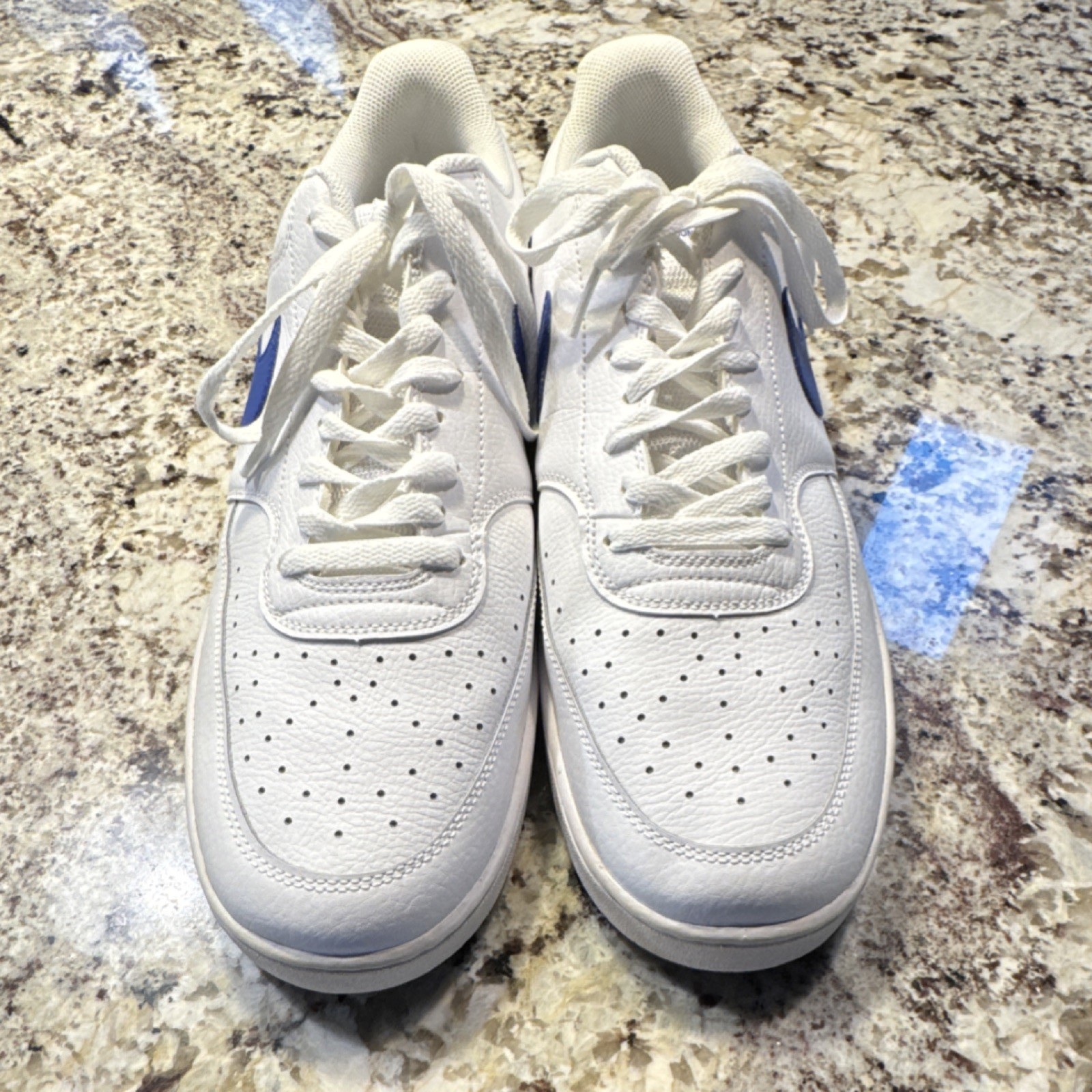 Nike Court Vision Low Top White Blue Lace Up Athletic Sneakers Men's CD5463-103