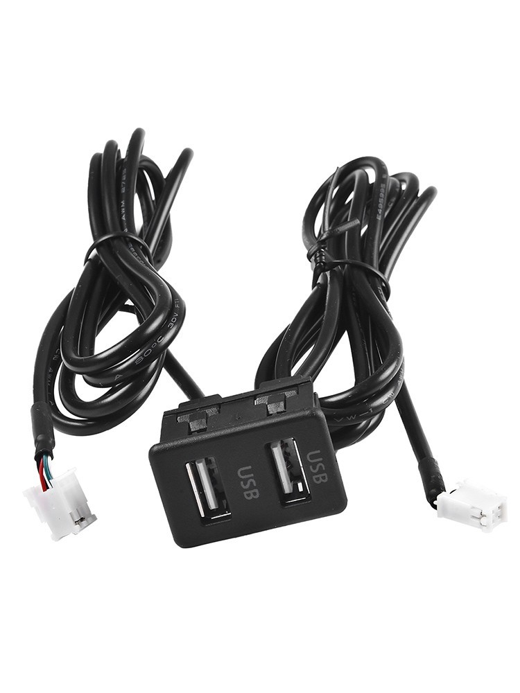 Dashboard Dual USB Port Extender Panel Interface with 145cm Cable for Car