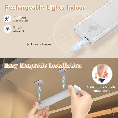 Under Cabinet Lighting Wireless, 4Pack Motion Sensor Light Indoor 12inch-4Pack