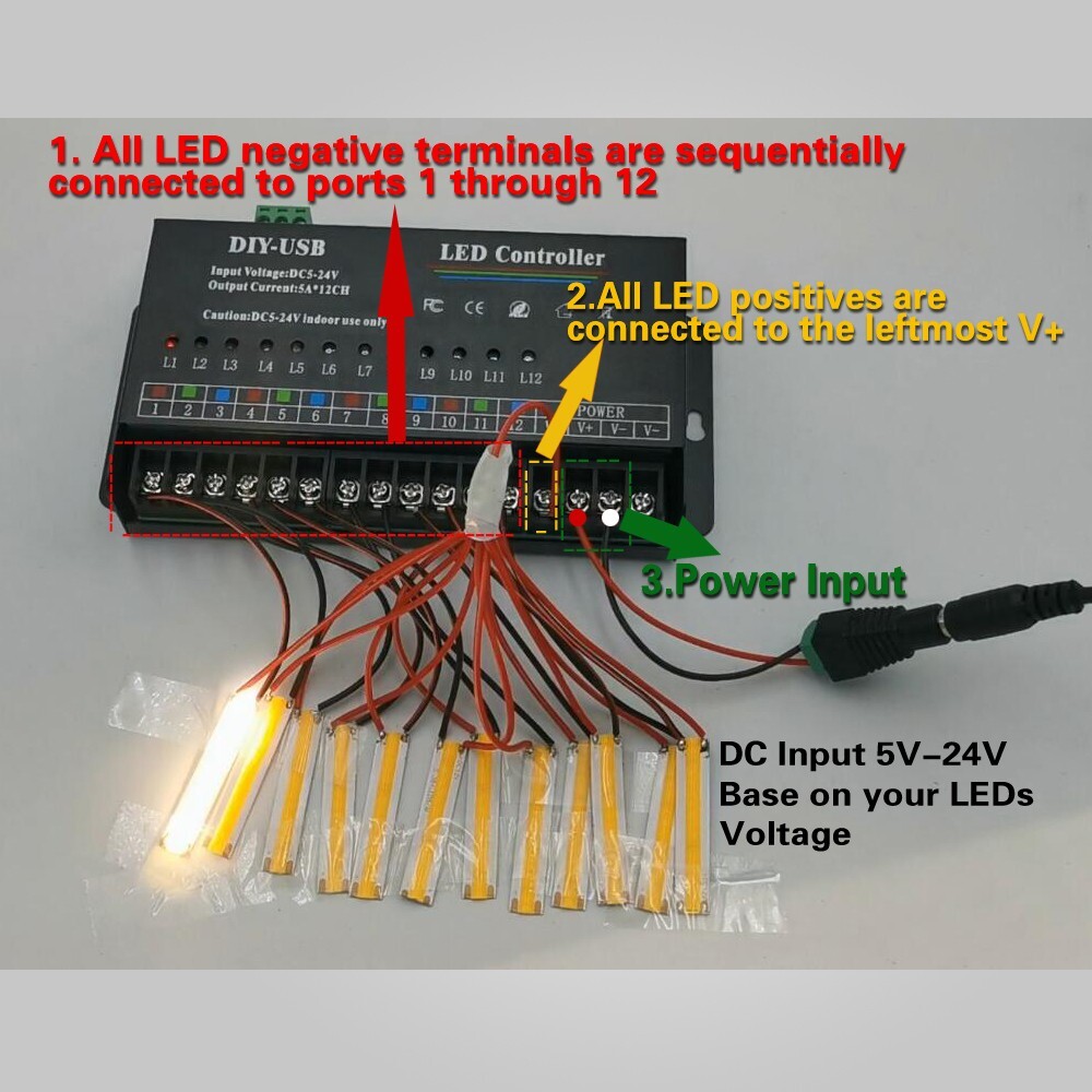5V 12-24V programmable LED Controller For Single Color LED Strip Lighting effect
