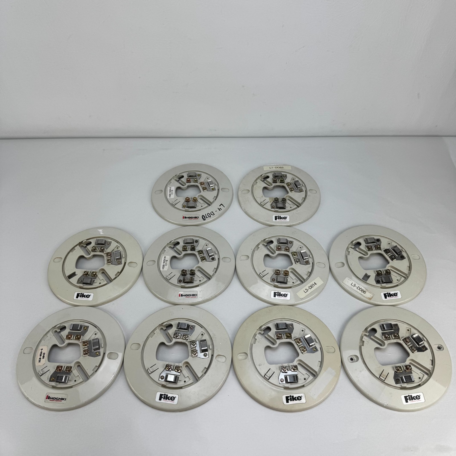 Lot of 10 Hochiki Fike HSB-NSA-6 Analog Fire Smoke Alarm Detector Base S1383