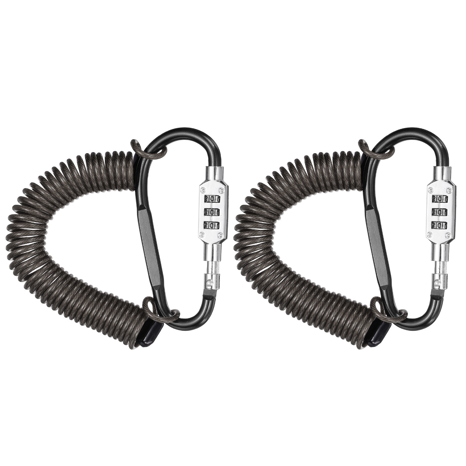 2 Set 8.2Ft Cable Lock Steel Safety Cable with 3.8" Combination Lock Black
